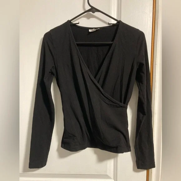 Frank and Oak Black Wrap Top - Picture 1 of 5